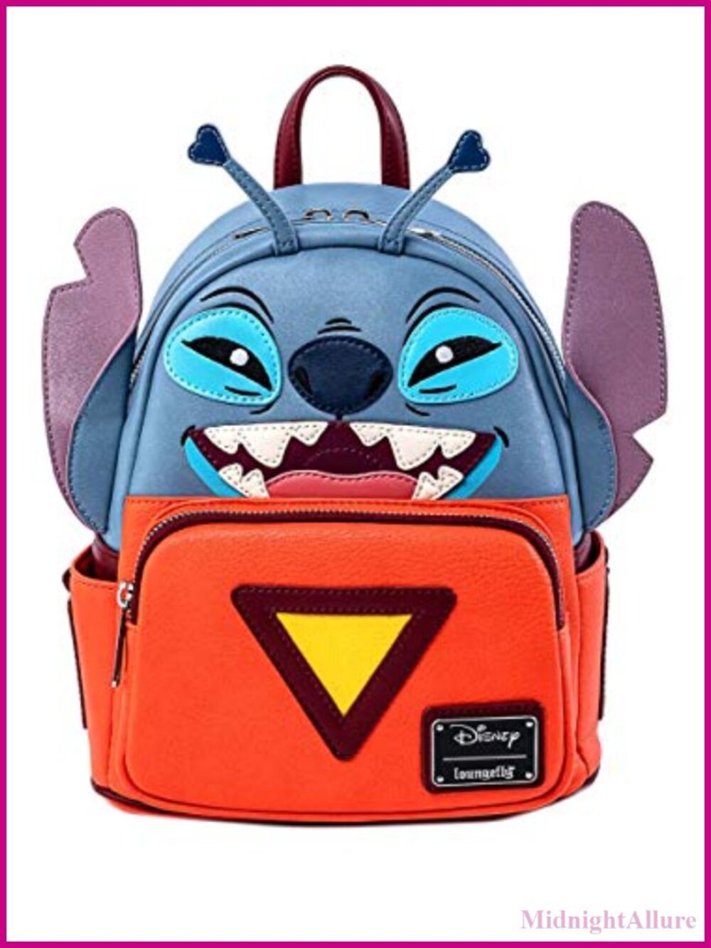 Disney Stitch Faux Leather Shoulder Bag Embroidered Double Strap Purse